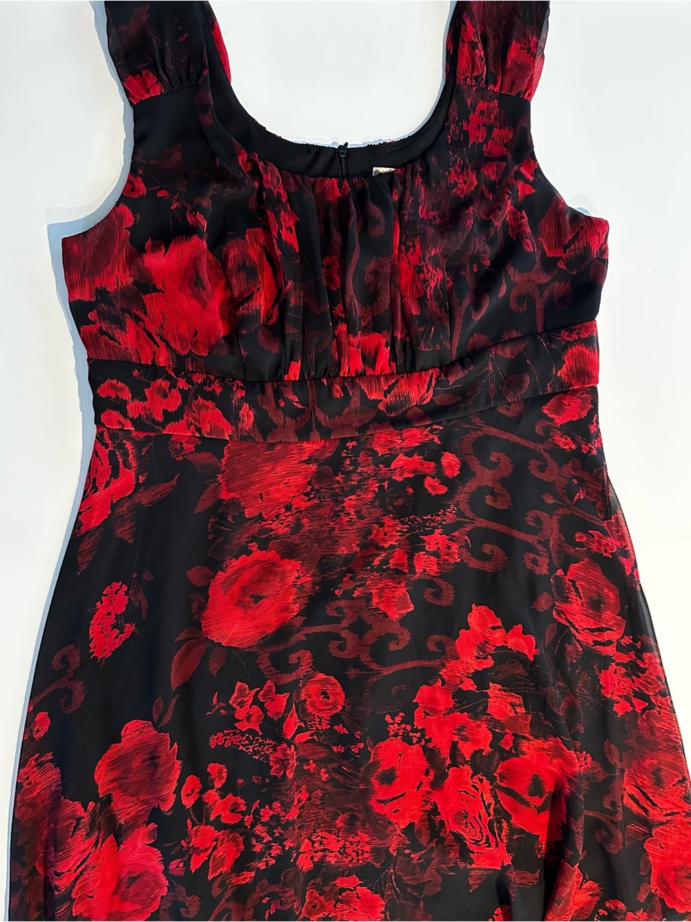 Signature Ella Womens Floral Red Black Dress 16W Whimsigoth Dark Witchy Vamp Y2K
